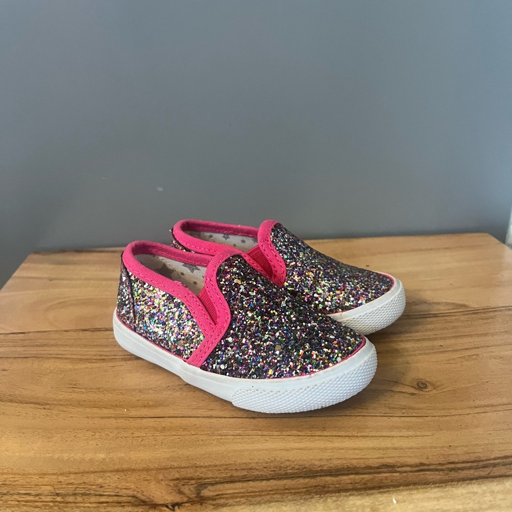 Cat & Jack size 5 rainbow sequins baby girls slip on shoes